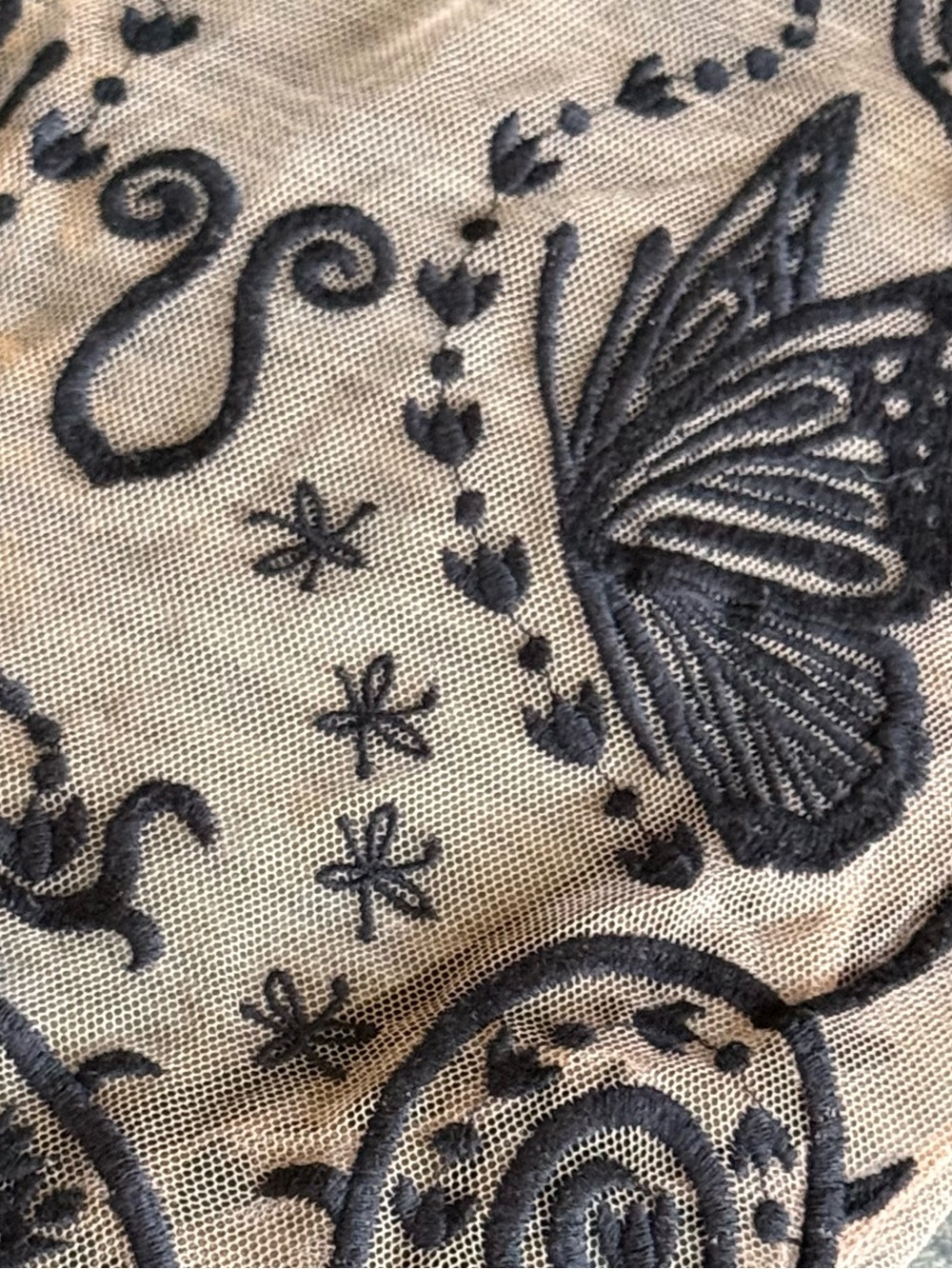 Love & Lemons Mesh Embroidery Illusion Bodysuit Sleeveless Butterfly XS - Picture 11 of 12